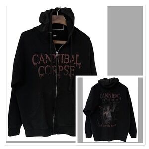Vtg Cannibal Corpse Red Before Black Zip Up Hoodie Death Metal Band Merch Men XL
